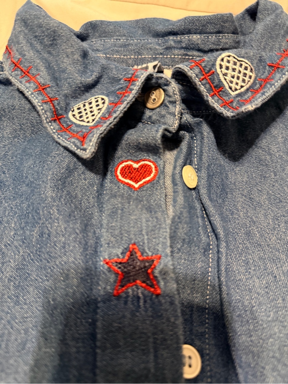 Women’s plus size Denim Button-Up Shirt in Blue - Picture 4 of 5